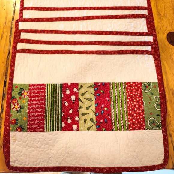 Vintage 90s Handmade Set of 6 Christmas Placemats Reversible Snowmen Trees light - Picture 4 of 6